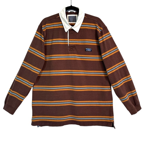 L.L. Bean Other - LL Bean Rugby Shirt Traditional Fit Striped Cotton Brown XL-TALL Gorpcore Prep
